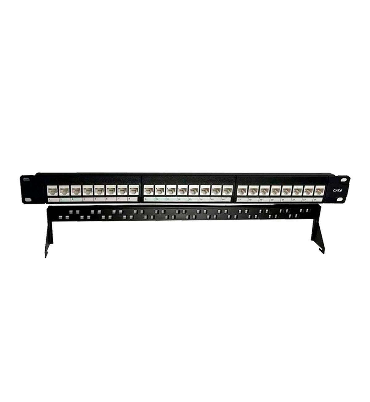 Panel de parcheo para rack de 19" con x24 conectores CAT6 UTP (Incluidos)